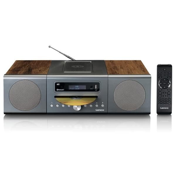 Lenco MC-175SI - Mikroset med DAB, FM, CD, 2 USB, Bluetooth®, QI, RC - Silver