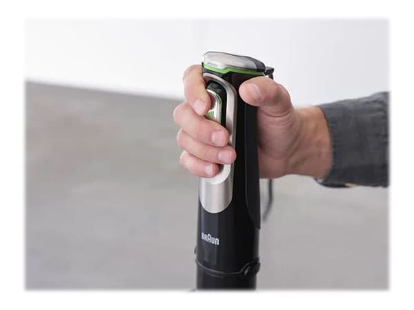 Braun MultiQuick 9 MQ 9187XLI, Upotettava sekoitin, 0,6 L, Syke-toiminto, Jäänmurskaus, 1200 W, Musta, Ruostumaton teräs