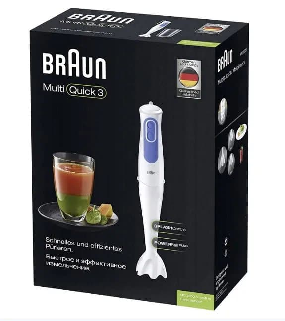 Braun MQ 3000 Smoothie, Upotettava sekoitin, 0,6 L, 700 W, Sininen, Valkoinen