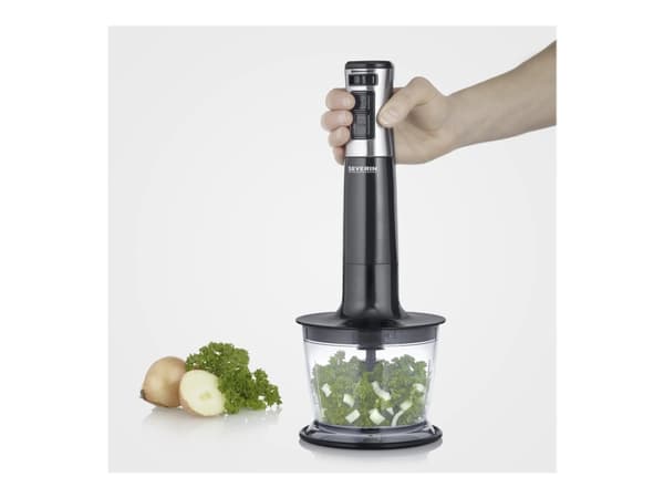 Severin SM 3772, Upotettava sekoitin, 0,7 L, 600 W, Musta, Ruostumaton teräs
