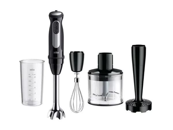 Braun Musta/Hopea Multiquick 5 Pro, Upotettava Sekoitin, 0,6 L, 1,2 M, 1000 W,