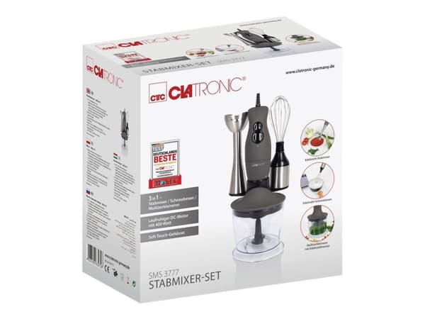 Clatronic SMS 3777 - Handmixer - 400 W - titanium/stainless steel