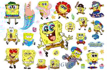 20 st BØRN tatoveringer SPONGE BOB tatovering Tattoo