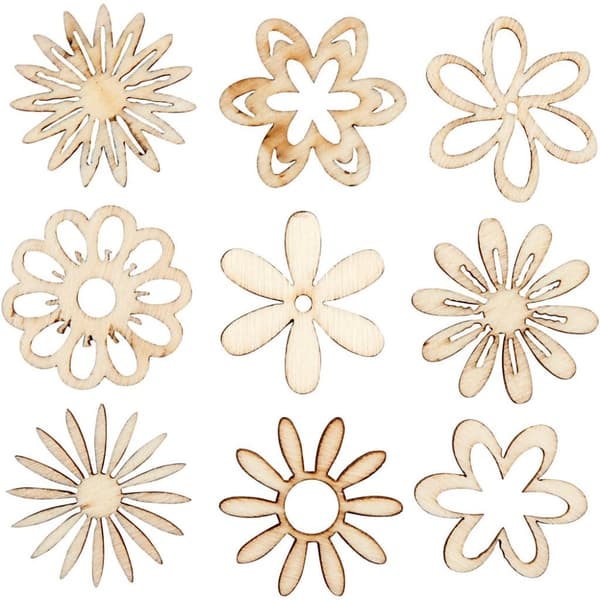 Trädekorationer Blommor olika design 28 mm 45-pack