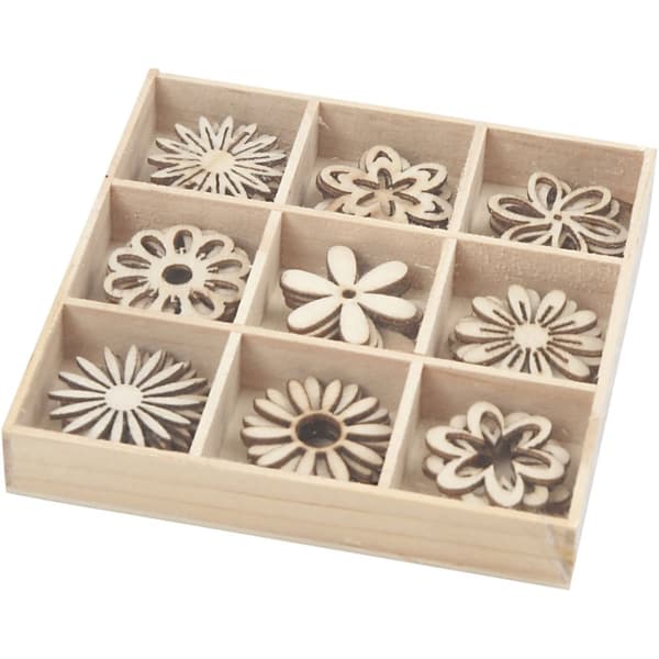 Trädekorationer Blommor olika design 28 mm 45-pack