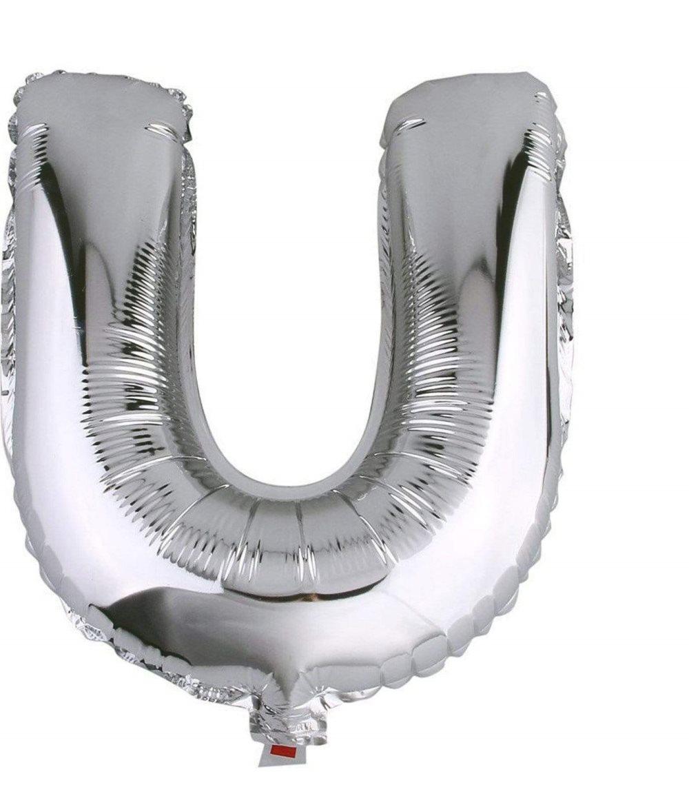 Bokstavsballong 53 cm, bokstav U - silver