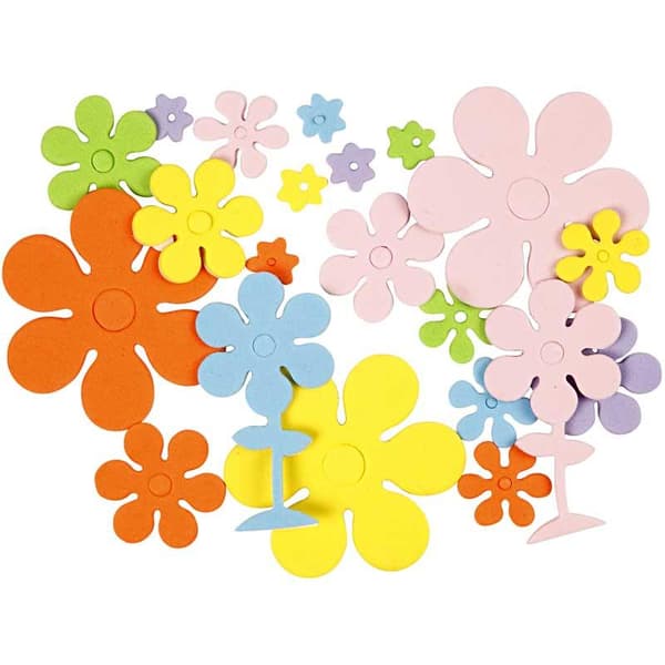 Dekorgummi - Blommor - 670 st - Stl. 10-60 mm