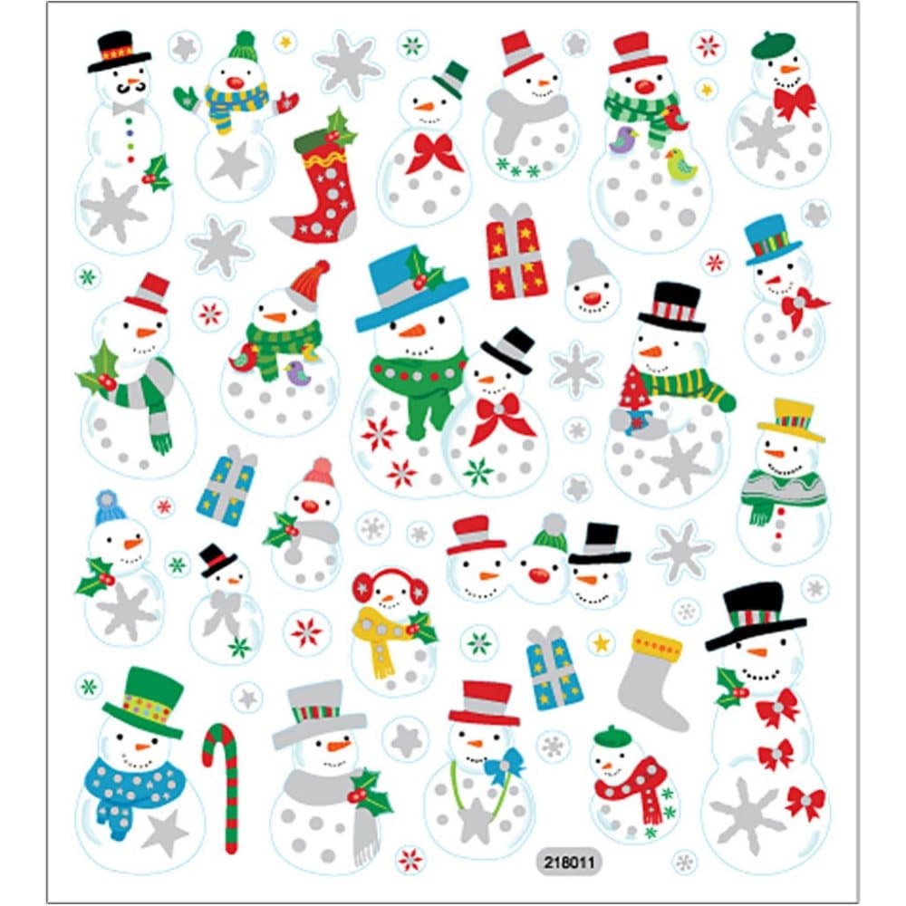 Snögubbe - Glitterstickers - 15x16,5 cm