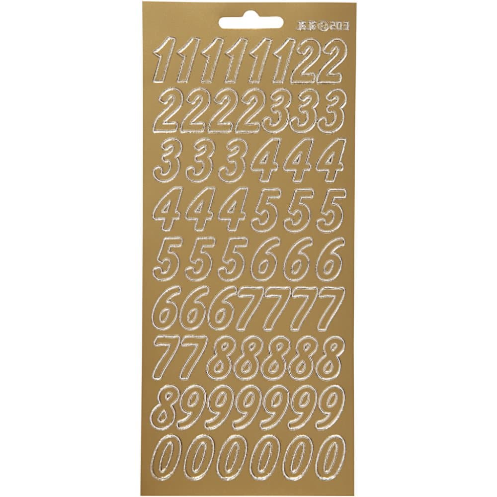 Stickers - 10x23 cm - Guld - Siffror