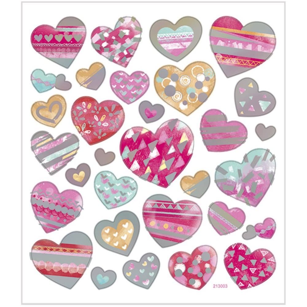 Stickers - 15x16,5 cm - 31 st - Hjärtan