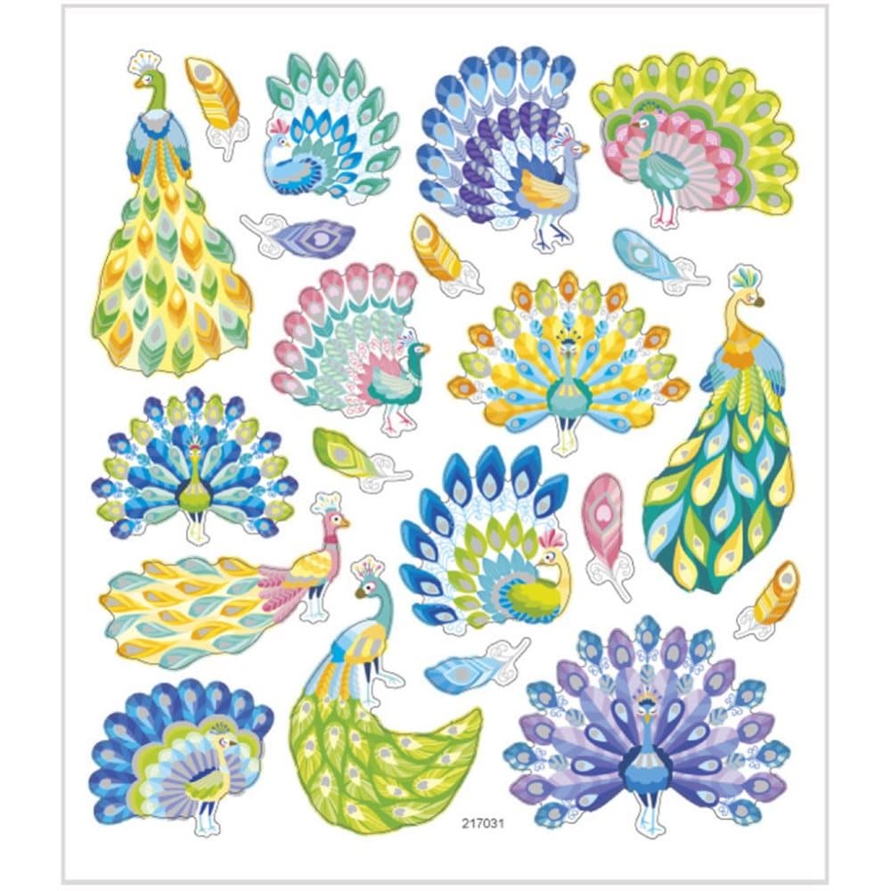 Stickers - 15x16,5 cm - 21 st - Påfåglar