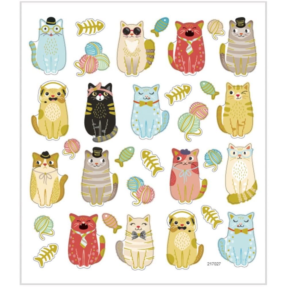 Stickers - 15x16,5 cm - 32 st - Roliga Katter