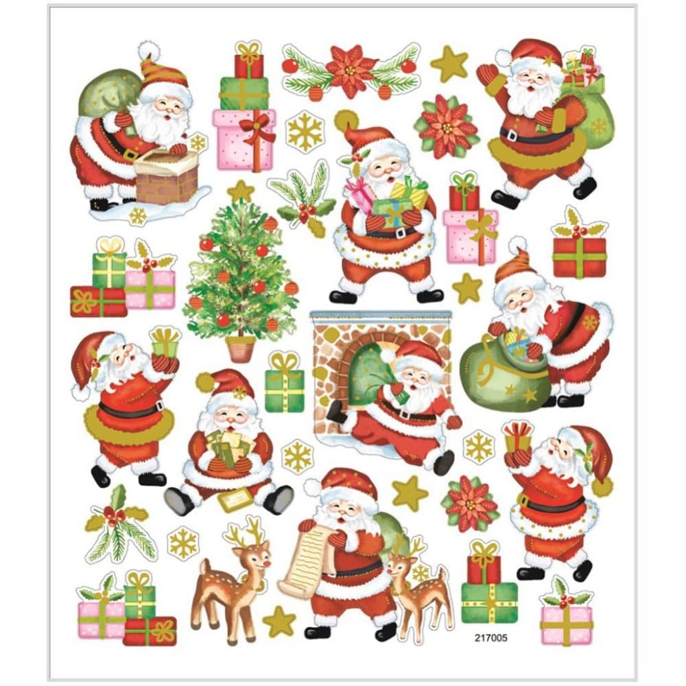 Stickers - 15x16,5 cm - ca 32 st - Glad Jultomte