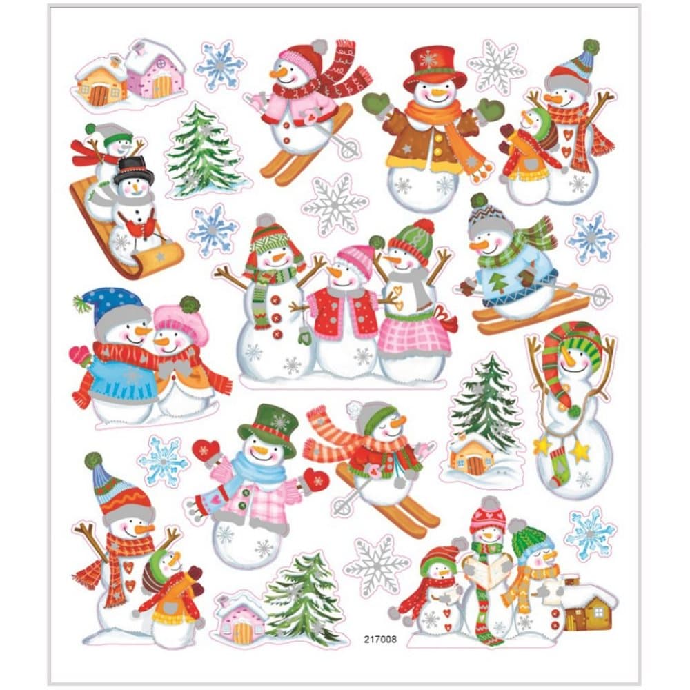 Stickers - 15x16,5 cm - ca. 24 st - Snögubbe på skidor