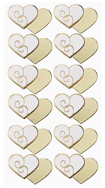Stickers - Hjärtan - Guld - 12 st