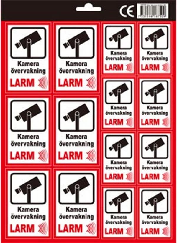 Stickers Larm dekal klister larm inbrottslarm kamera Klister på framsidan
