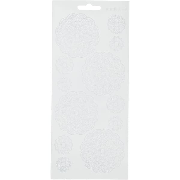 Stickers - 10x23 cm - Vit - Blommor