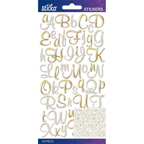 Alfabet Stickers Sticko - Gold Foil Script Small