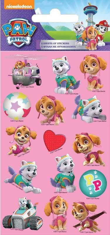 Paw Patrol klistermærker 6 små ark