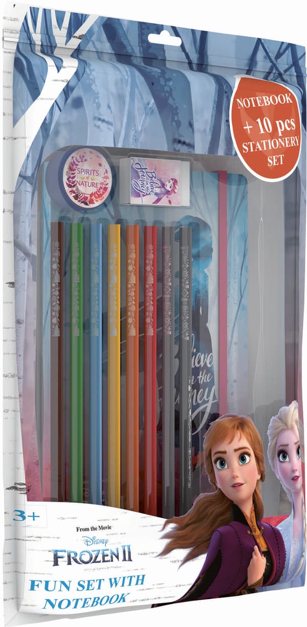Frozen II notatbok og 10 tilbehør anna elsa frost