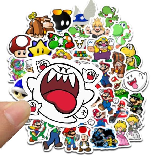 50 PACK Nintendo Super Mario vedenpitävät tarrat
