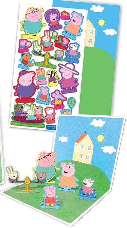 Peppa pig 20 stk pop-up klistermærker med baggrund gurli gris