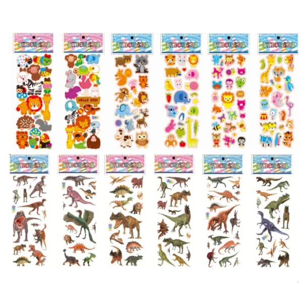 12 arkkia tarroja - eläinaiheisia - Eläimet/Dinosaurukset