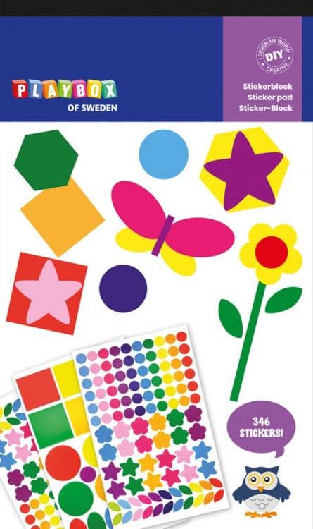 Stickers/Klistermärken Scrapbook/Färgglada former, 6 ark/fp (ca 346 etiketter)