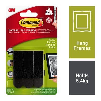 Command Medium Black Picture Hanging Strips 17201BLK