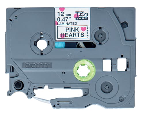 Brother TZeM tape 12mm x 4m with red hearts
