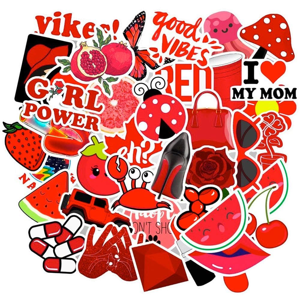 50x Klistermärken och Dekaler - VSCO Red