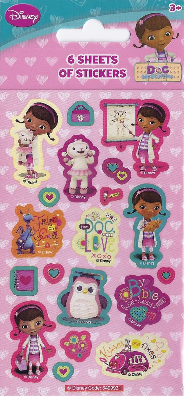 Doc mcstuffin 6 pientä tarraarkkia tarra tarroja mcstuffins