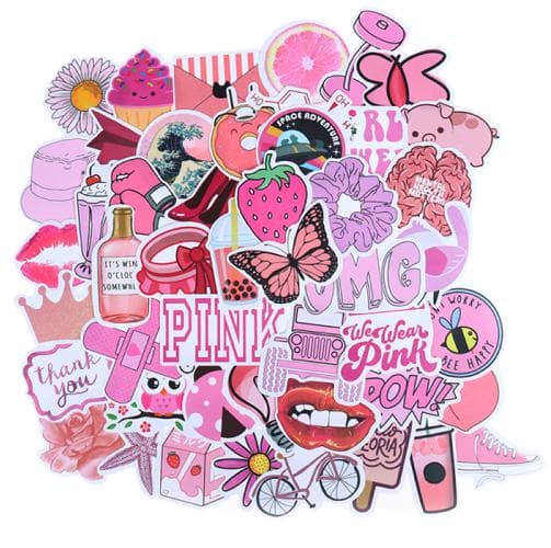 50st Cartoon Pink Girls Stickers DIY resväska bärbar gitarr