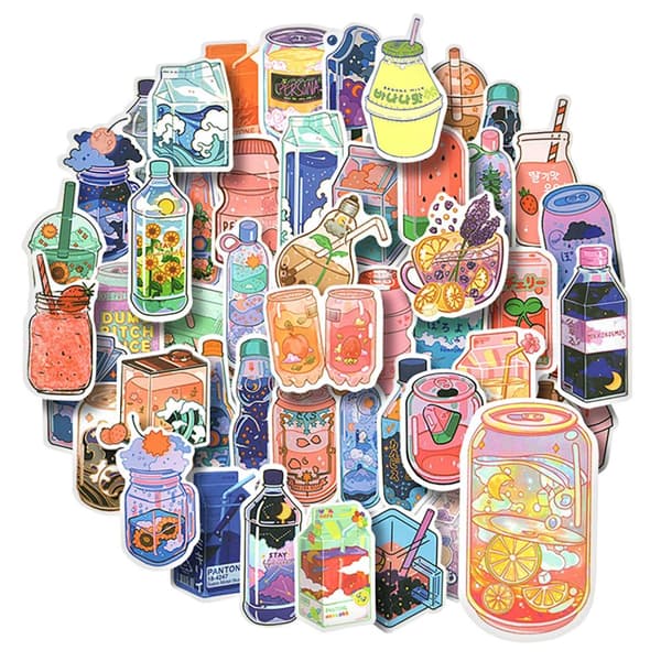 Pakke med Klistremerker - Cute Drinks