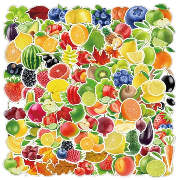 Megapakke med Klistremerker - Frukt og Grønnsaker