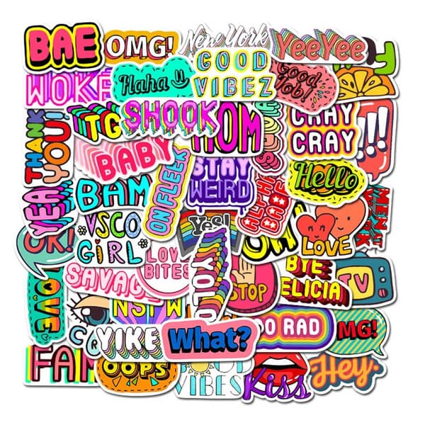 50-pack klistermærker decals tekst scrapbog