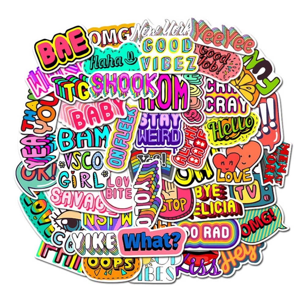 50-pack Klistermärken Dekaler Text Scrapbook