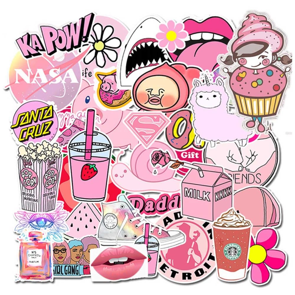 50-pack Klistermärken Dekaler Scrapbook Rosa