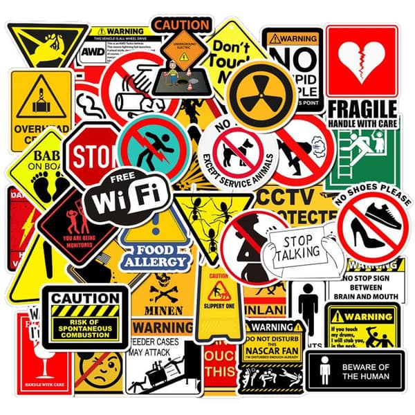 Pakke med Klistremerker - Warning Signs