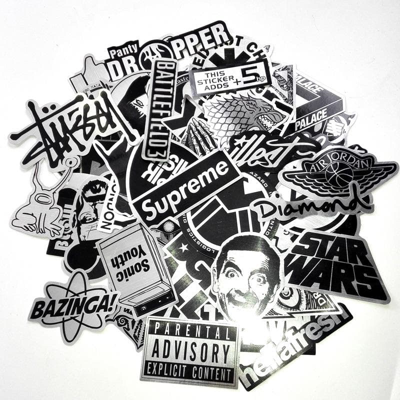 50st Metall Stickers Vattentät Laptop Skate mode Graffiti