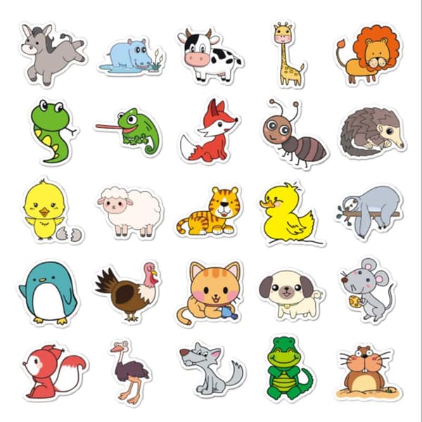 50 klistermærker klistermærker - Dyremotiver - Tegneserie - decals