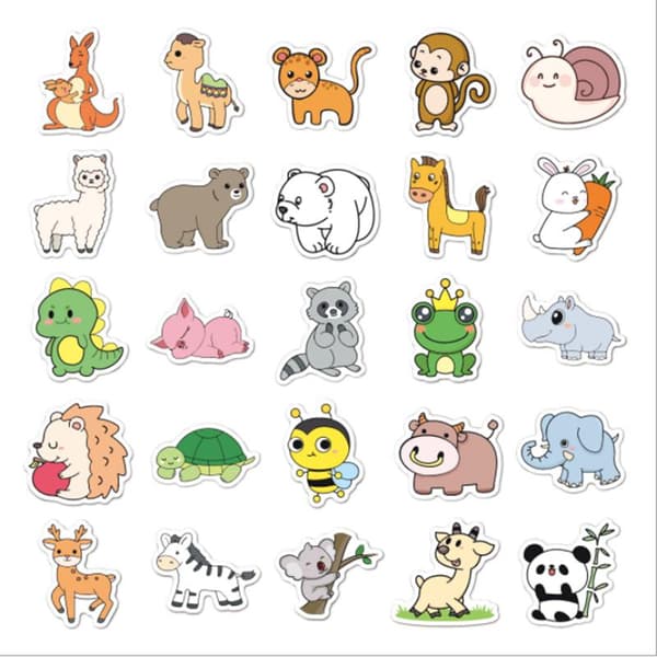 50 klistermærker klistermærker - Dyremotiver - Tegneserie - decals