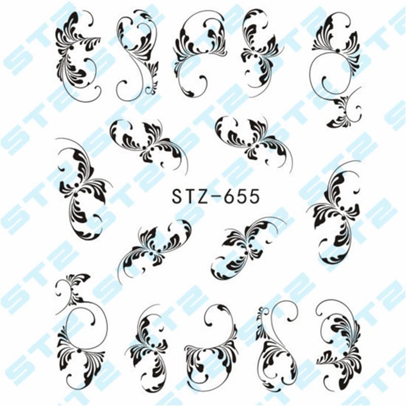 Nail Art Stickers nagelklistermärken Flower Vine Design Svart