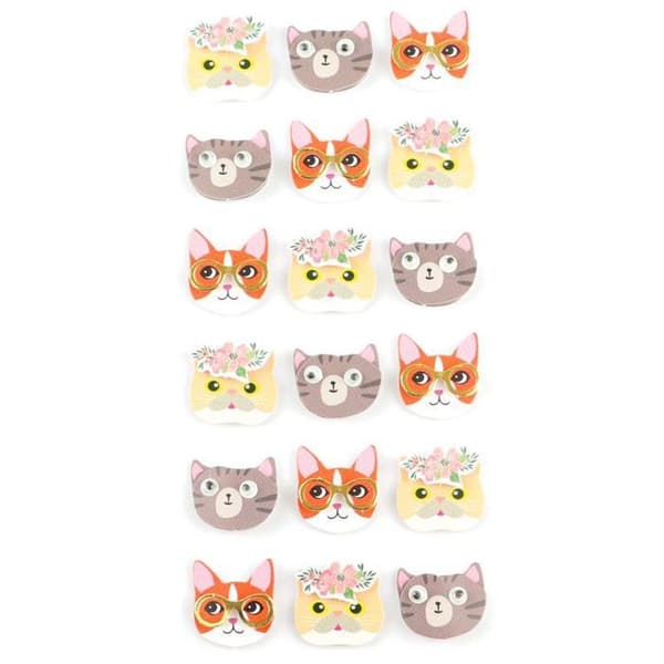 18 mini 3D kattklistermärken 2 cm