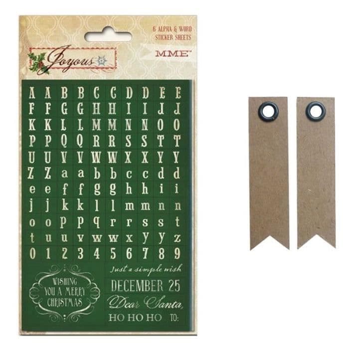 Julklistermärke alfabetet + 20 vimpel kraftetiketter