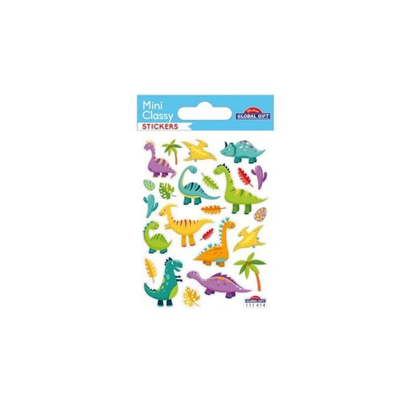 Klistickers - Mini Classy - Roliga dinosaurier - Flerfärgad - PVC - Barn