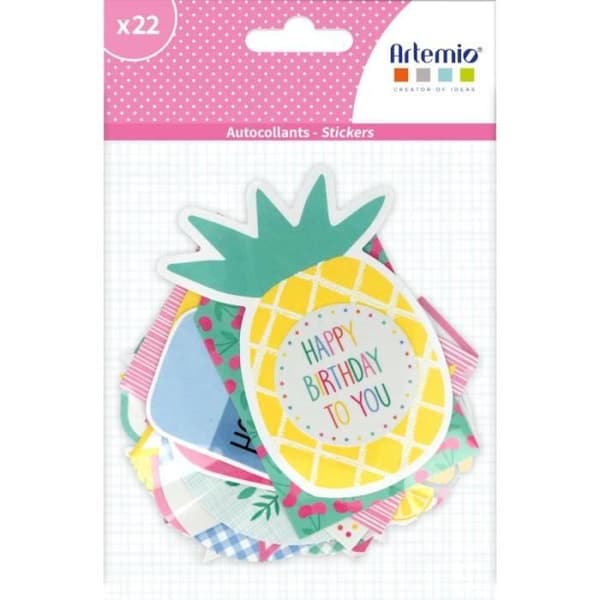 Autocollants XL - Artemio - Tutti Frutti - 22 delar - Scrapbooking dekoration - Ananas 10x7.5 cm