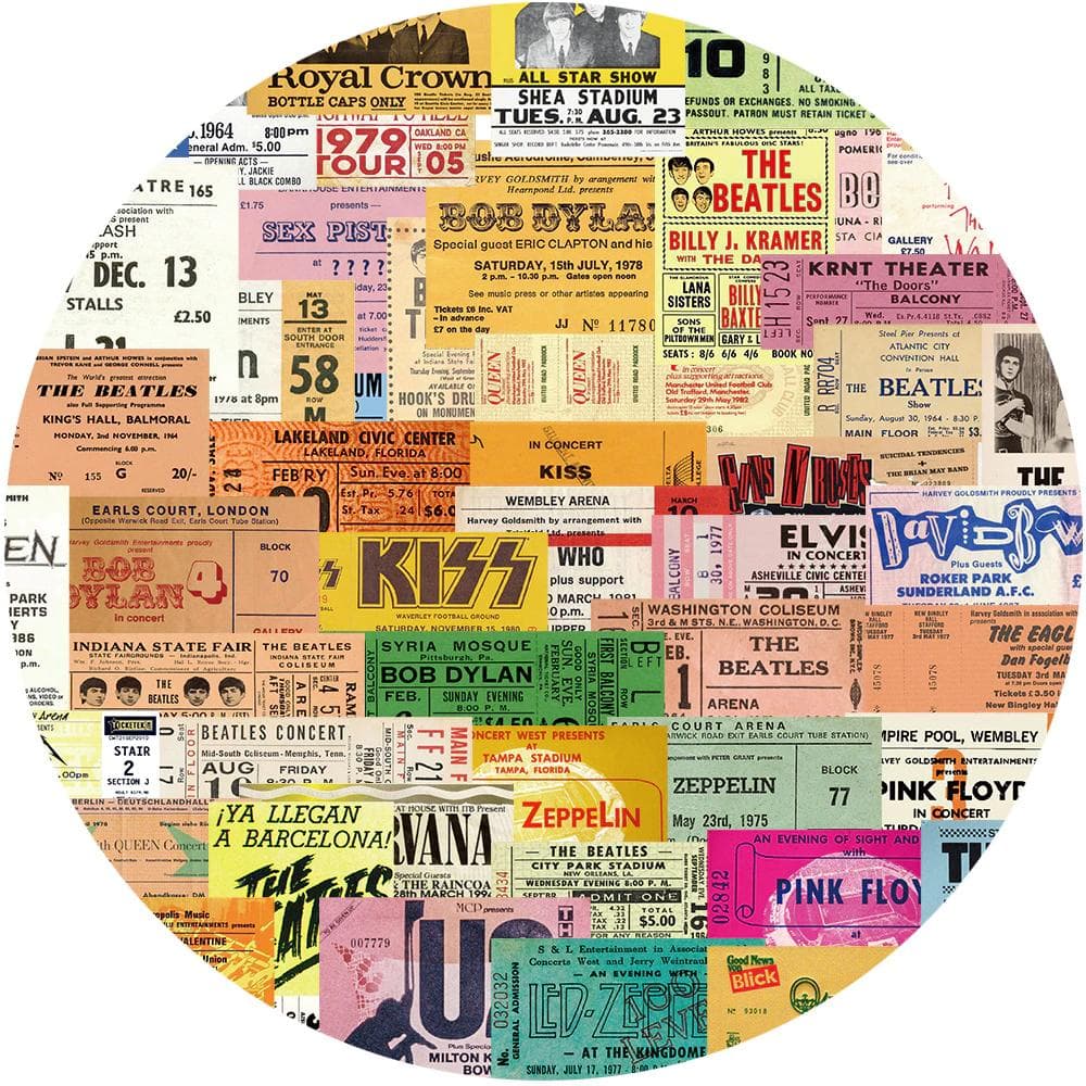 50x Klistermärken - Retro Konsertbiljetter