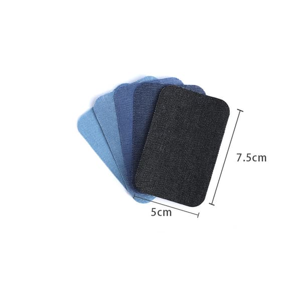 Firkantede påstrykningslapper for jeans 5-pack Denim blå 5x7.5 cm