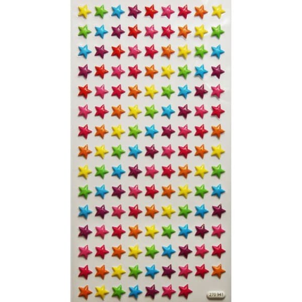 133 Stickers - 3D-relief - flerfärgade stjärnor - Glitter